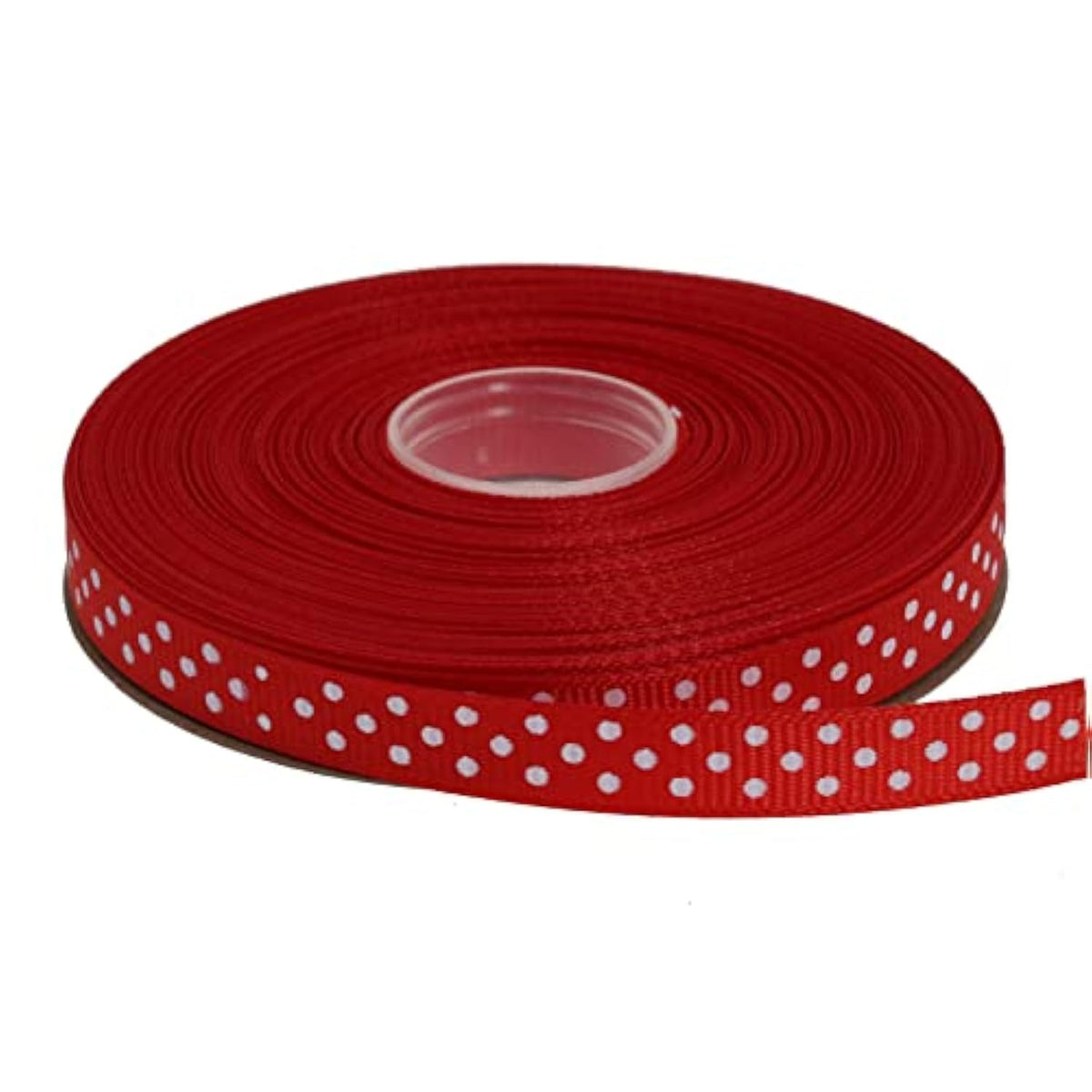Polka Dot Grosgrain Ribbon 25 Yard Each Roll 100% Polyester (3/8", Red
