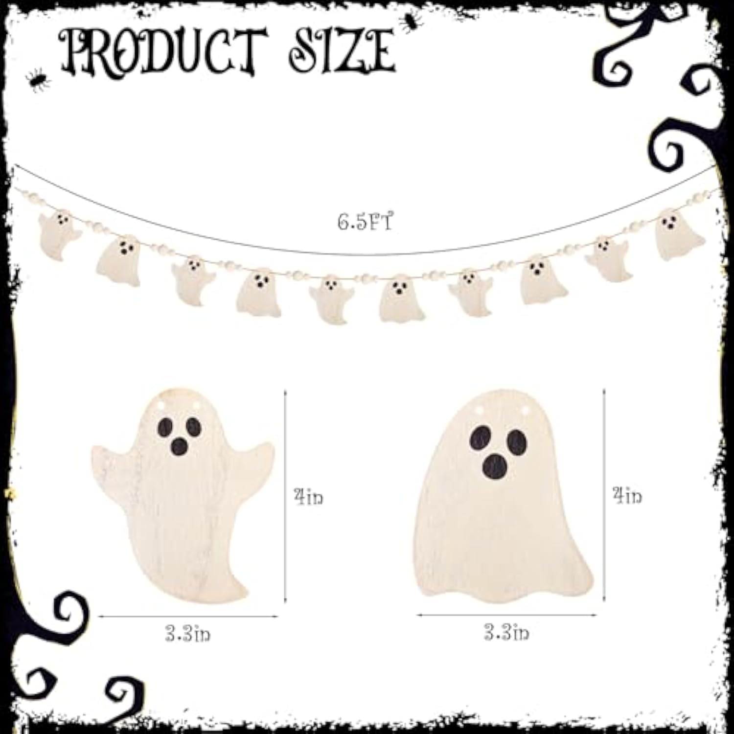 Halloween Ghost Garland: Farmhouse Style Wood Bead Banner