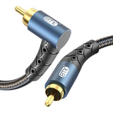 Rca Subwoofer Cable 90 Degree Rca To Rca Audio Cable 24K Gold-Plated Nylon Braided Double Shielded Digital Analogue Supports Amplifiers,Home Theater,Hi-Fi Systems,Subwoofer(10Ft/3M)