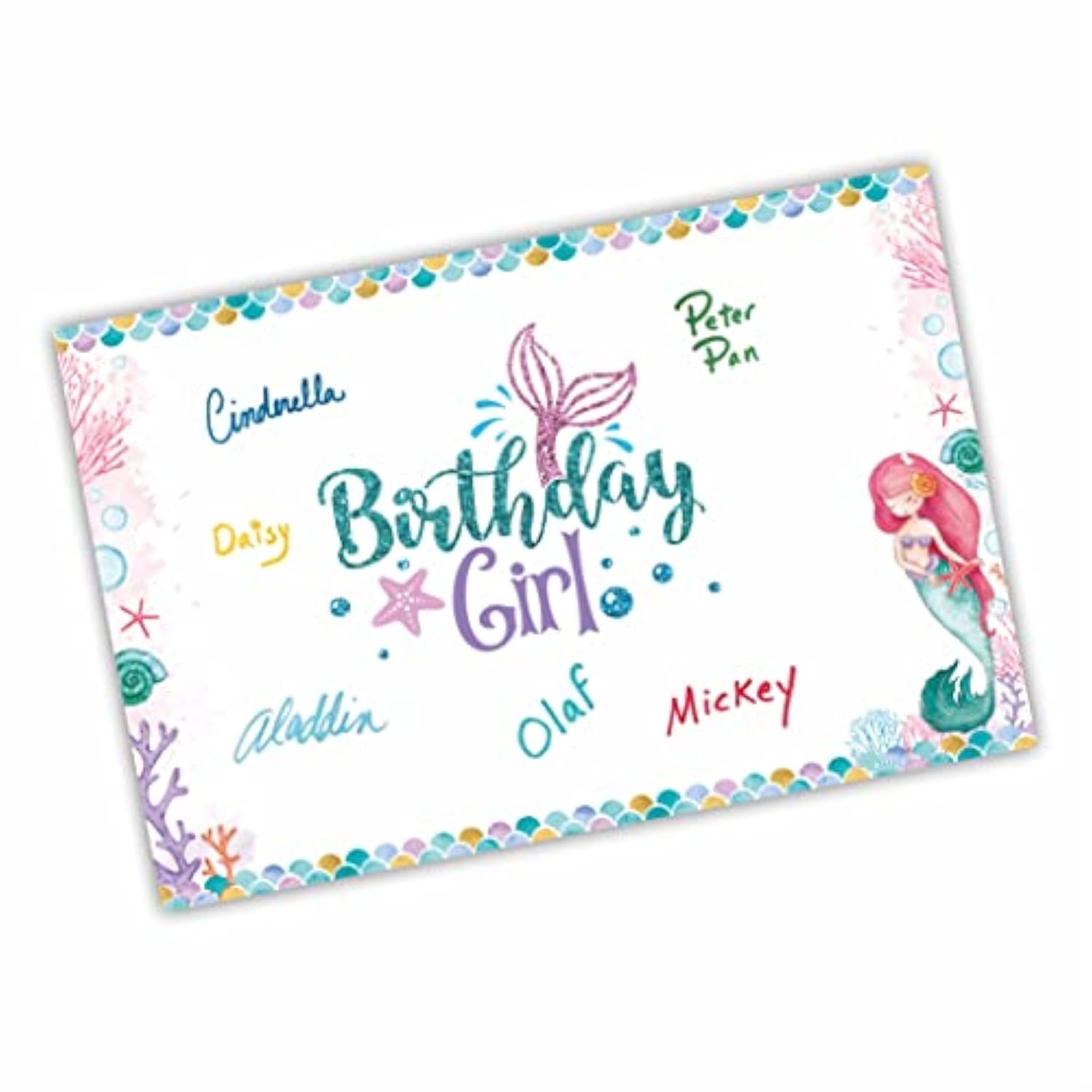 Birthday Girl Large Signature Card?Mermaid Guest Book Alternative?Under The Sea Sign Decorations For Girls?Creative Wall Art Poster, Keepsake Sign 10X15 Inches, Party Decorations And Supplies-A13