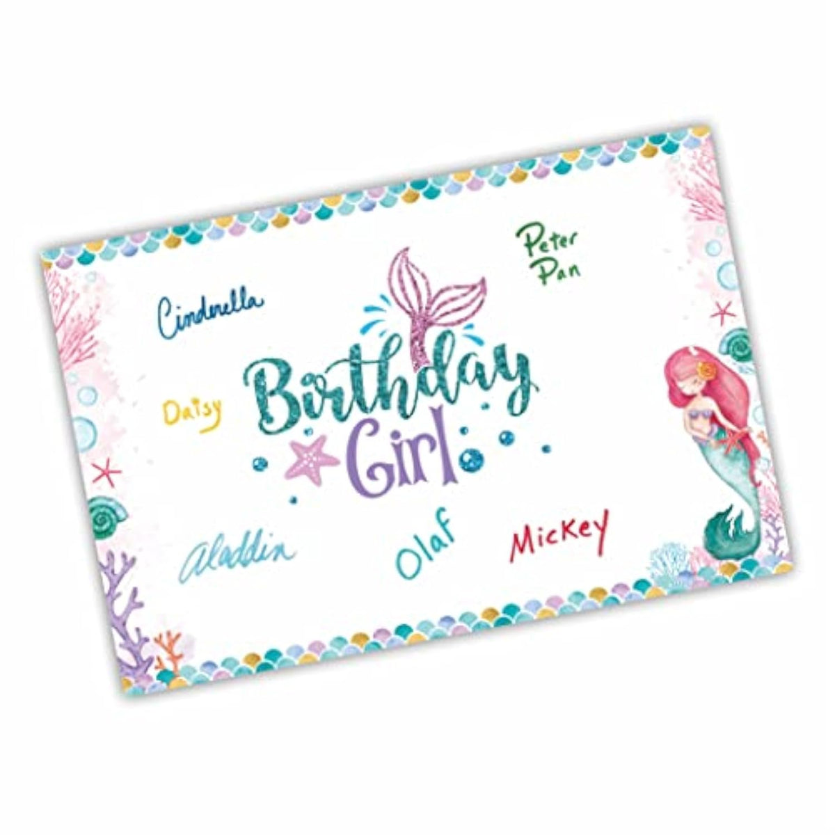 Birthday Girl Large Signature Card?Mermaid Guest Book Alternative?Under The Sea Sign Decorations For Girls?Creative Wall Art Poster, Keepsake Sign 10X15 Inches, Party Decorations And Supplies-A13