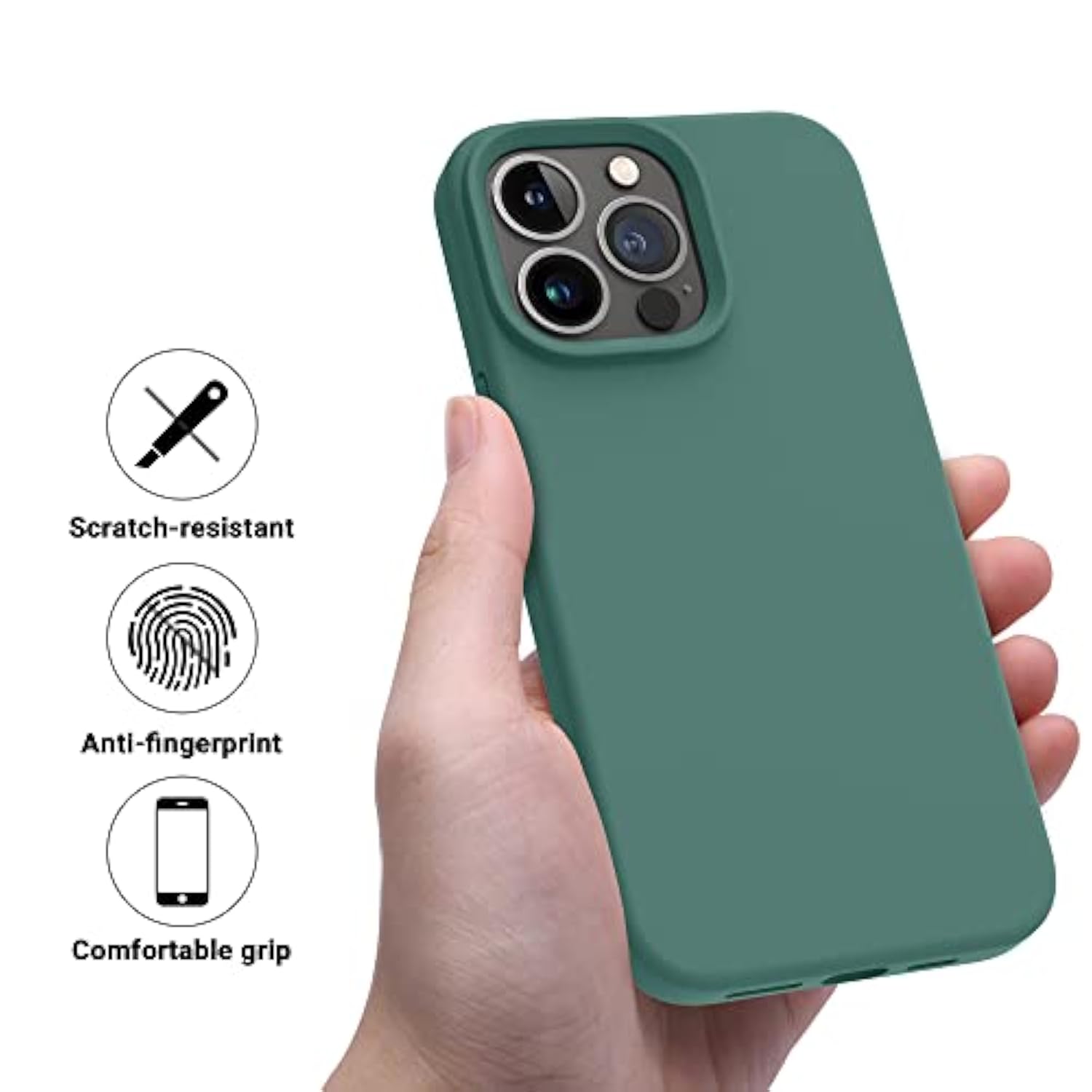 Designed For Iphone 14 Pro Case, Silicone Shockproof Slim Thin Phone Case For Iphone 14 Pro 6.1 Inch (Pine Green)