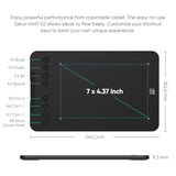 Xppen Updated Deco Mini7 V2 Drawing Tablet-16384 Levels Of Pressure Battery-Free Stylus, 7 X 4 Osu Drawing Pad, 8 Hotkeys For Digital Art, Teaching, Gaming Graphic Tablet For Chrome, Pc, Mac, Android