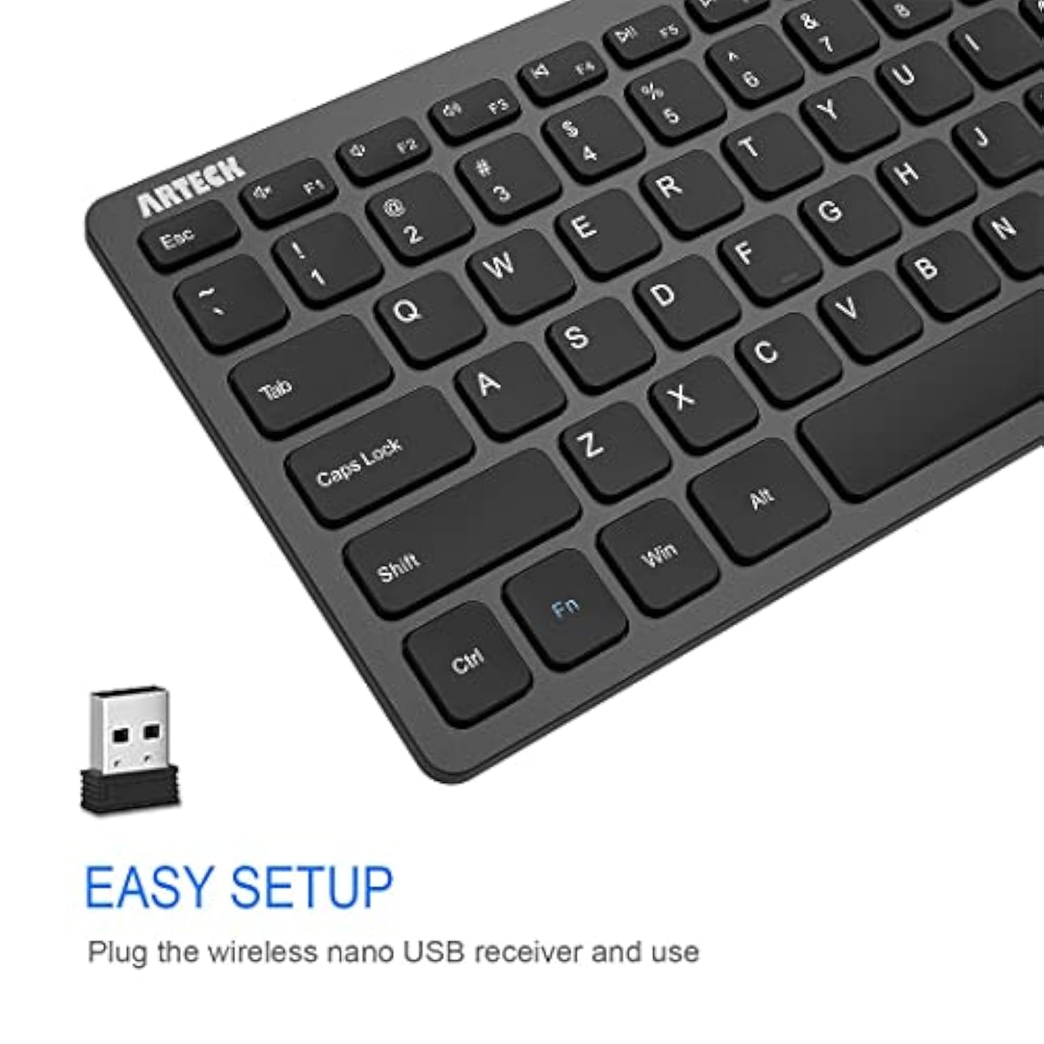 2.4G Wireless Keyboard Ultra Slim And Compact Keyboard With Media Hotkeys For