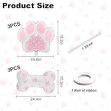 6 Pcs Pink Dog Paw & Bone Balloons for Pet-Themed Birthday & Baby Showers