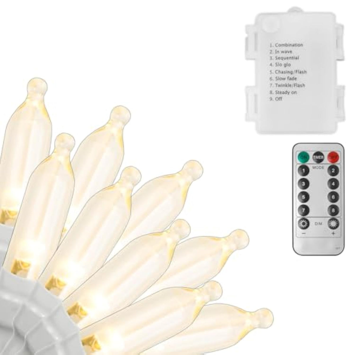 2Pc Battery Operated Christmas Lights, 33Ft 100 Led Warm White String Lights With Auto Timer & 8 Modes & Remote Control,