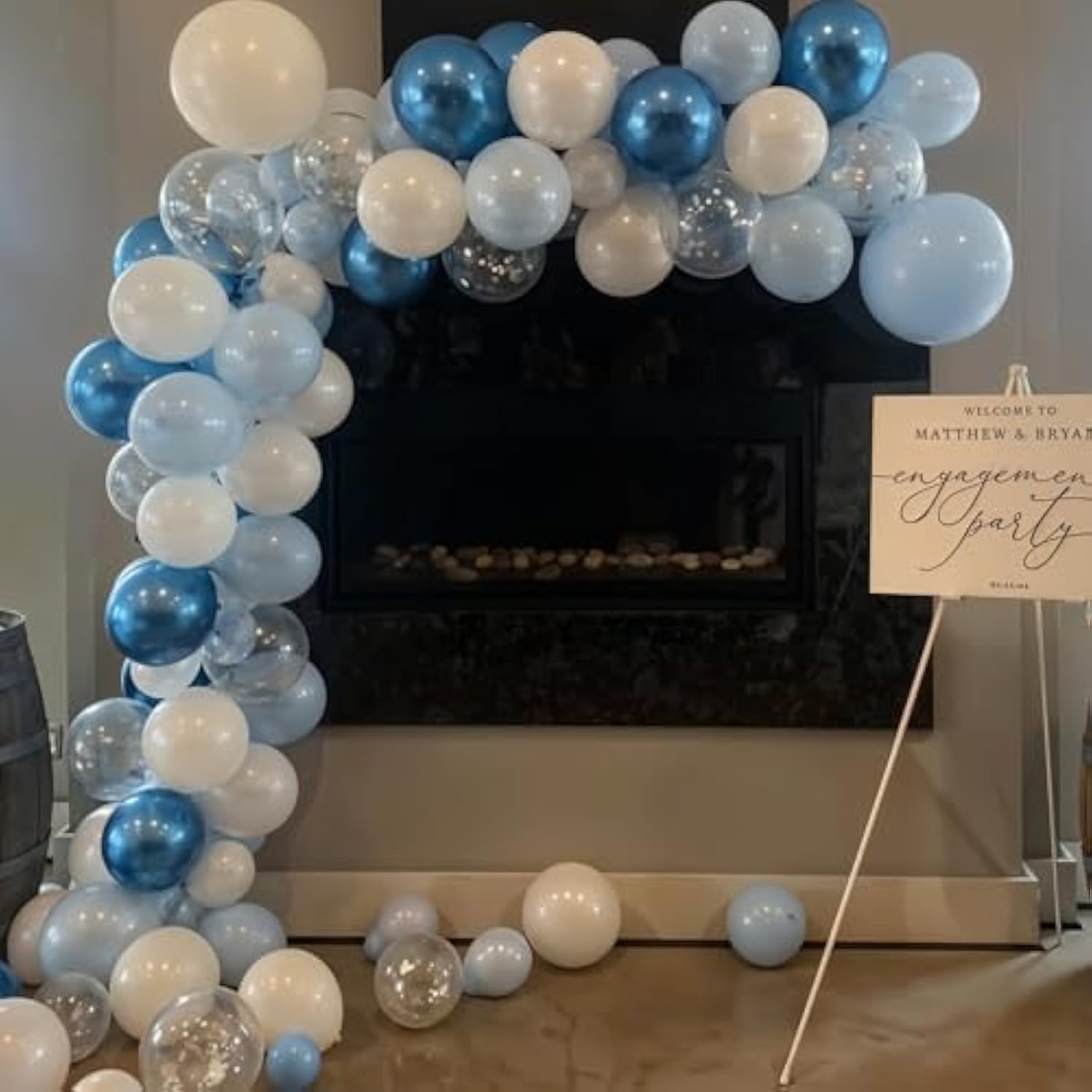 Metallic Blue Silver Balloons, 60 Pcs 12 Inches Chrome Blue White Balloon With Silver Balloons Glitter Confetti Balloons For Boys Baby Shower, Birthday, Baptism,Wedding Decorations