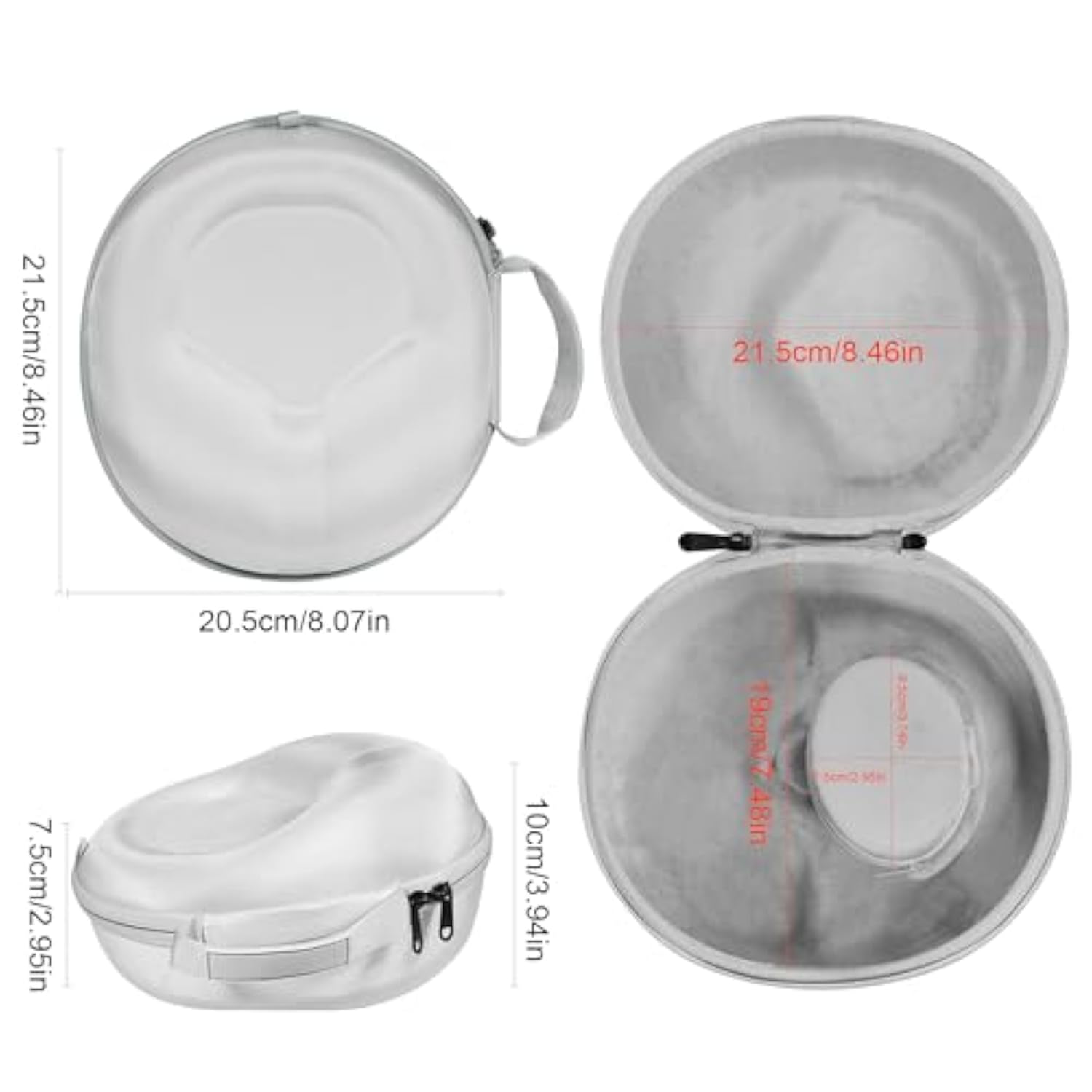 Hard Organizer Portable Carry Travel Case For Airpods Max, For Sony & Audio-Technica Headphones – Shockproof, Waterproof & Durable Protection,Grey - Medium