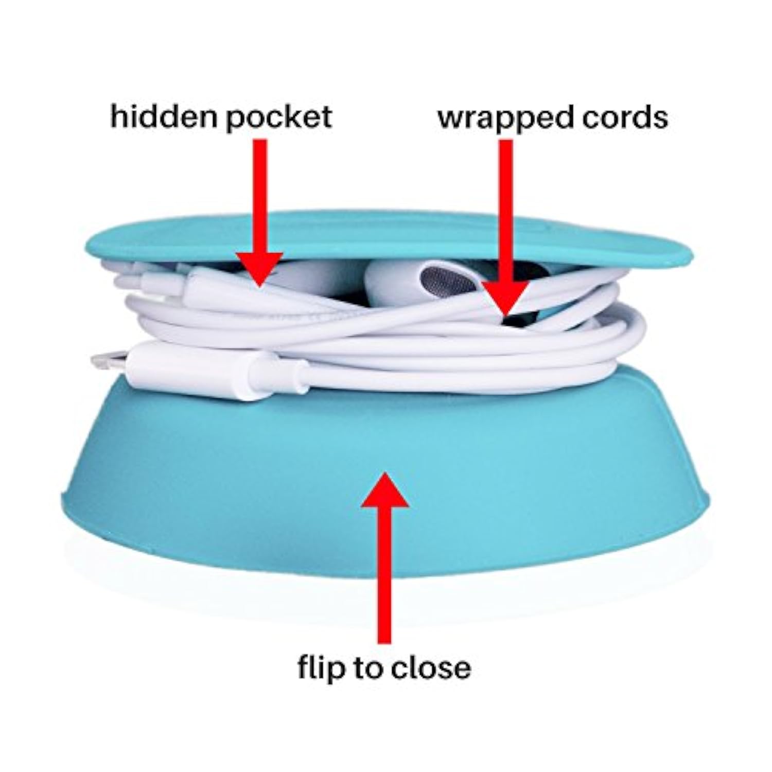 - Tangle-Free Earphone/Earbud Case, Compact Storage System, Silicone (Teal, Set Of 1)