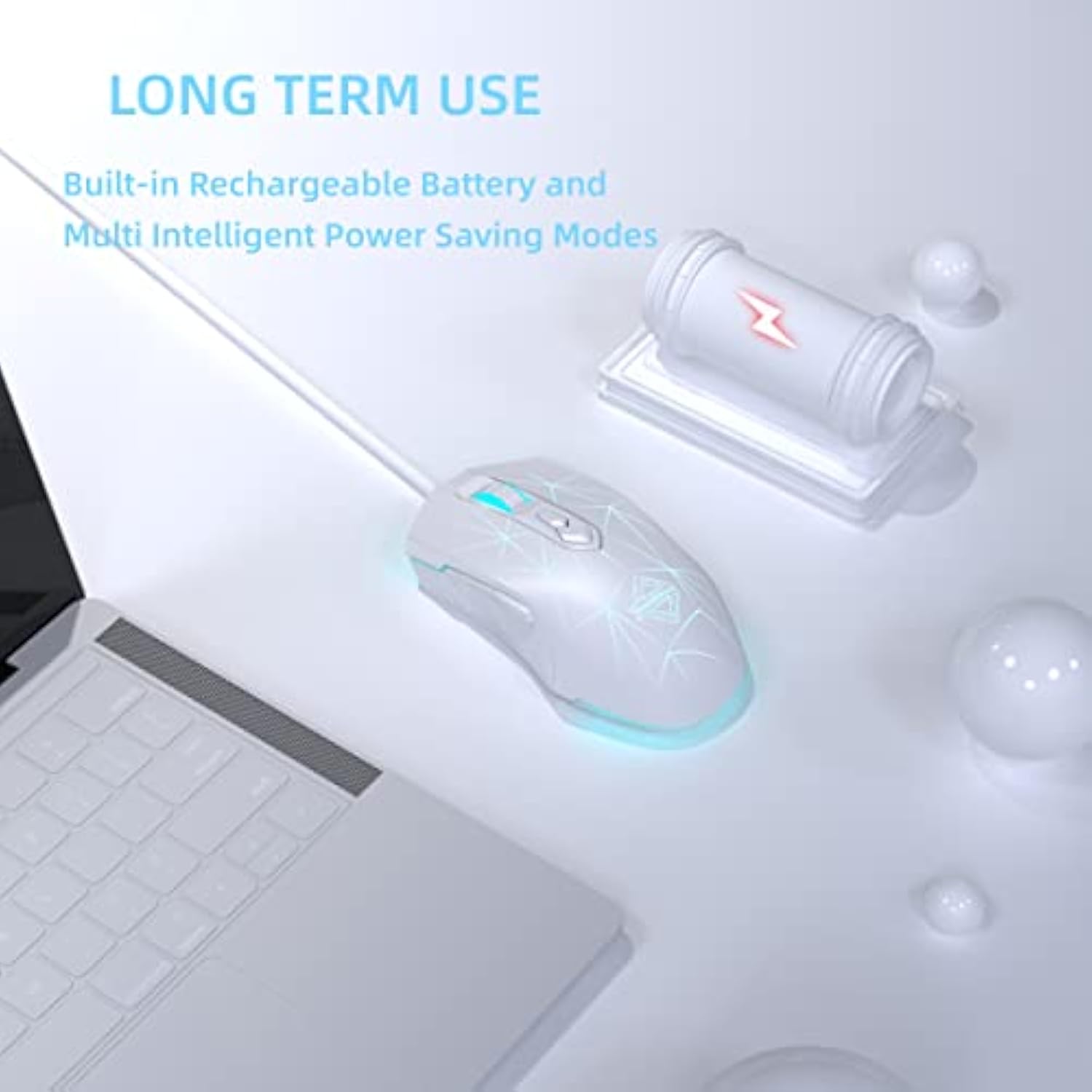 Aj52Pro Watcher 2.4G Wireless/ Bluetooth 5.0/ Wired Gaming Mouse, 10000 Dpi, Programmable 7 Buttons, Ergonomic Led Backlit Usb Gamer Mice Computer Laptop Pc, For Windows Mac Linux Os, Star White