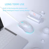 Aj52Pro Watcher 2.4G Wireless/ Bluetooth 5.0/ Wired Gaming Mouse, 10000 Dpi, Programmable 7 Buttons, Ergonomic Led Backlit Usb Gamer Mice Computer Laptop Pc, For Windows Mac Linux Os, Star White