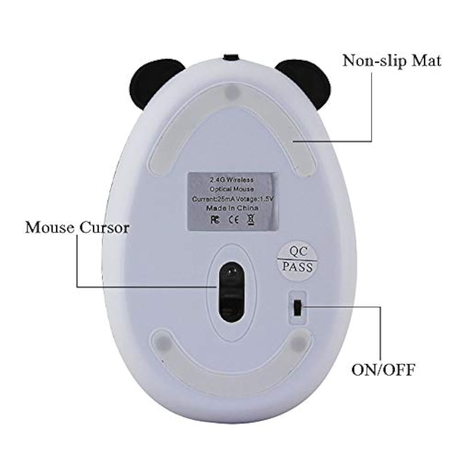 Panda Wireless Mouse, Cute Animal Mini Usb 2.4G Rechargeable Optical Mice Cartoon Computer Mouse With A Usb Receiver For Computer Laptop Pc Office Kids Children Girls Gift (Wireless-White)