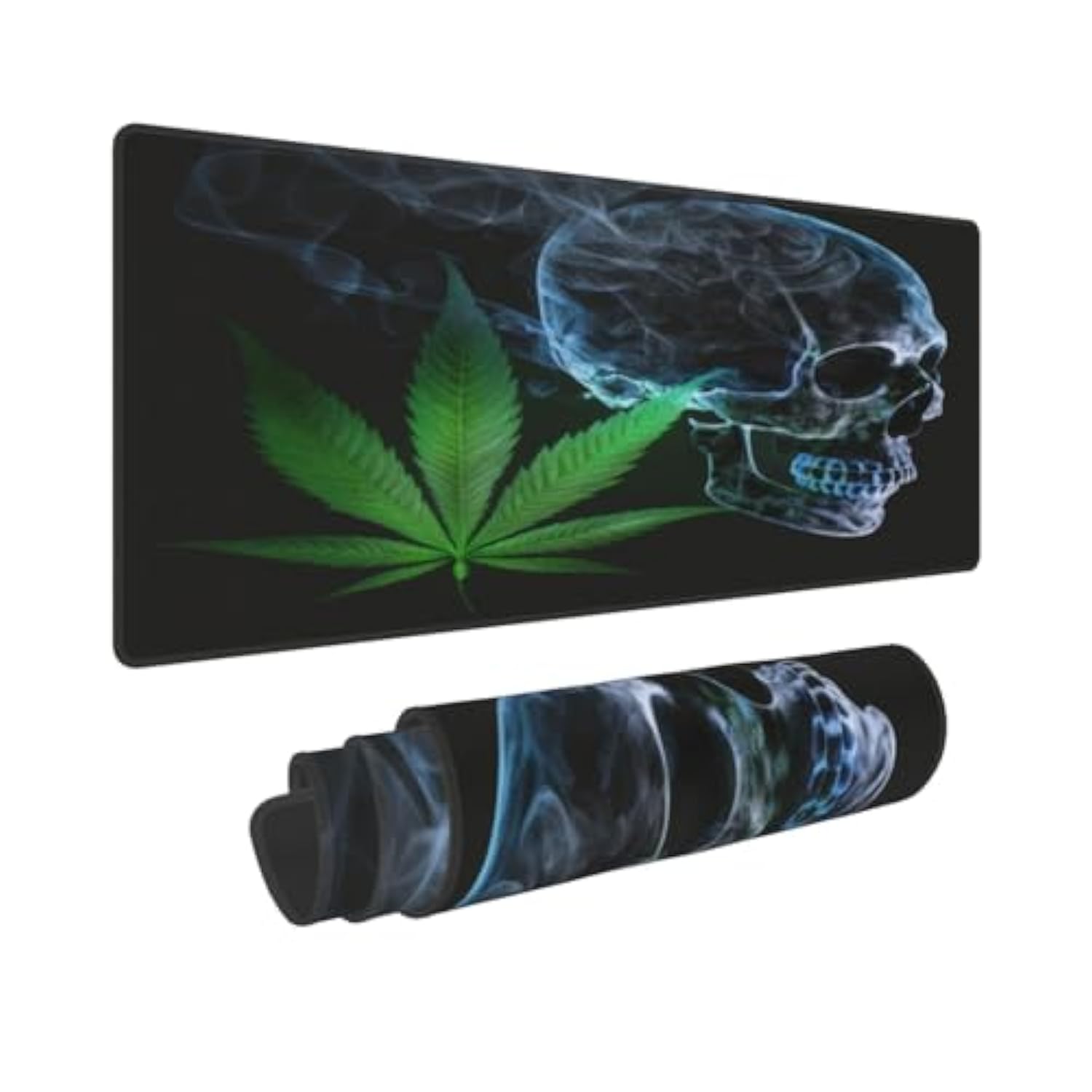 Marijuana Pot Leaf Weed Skull Mouse Pad, Large 31.5 X 11.8 In Rubber Base Keyboard Mouse Mat Desk Pad