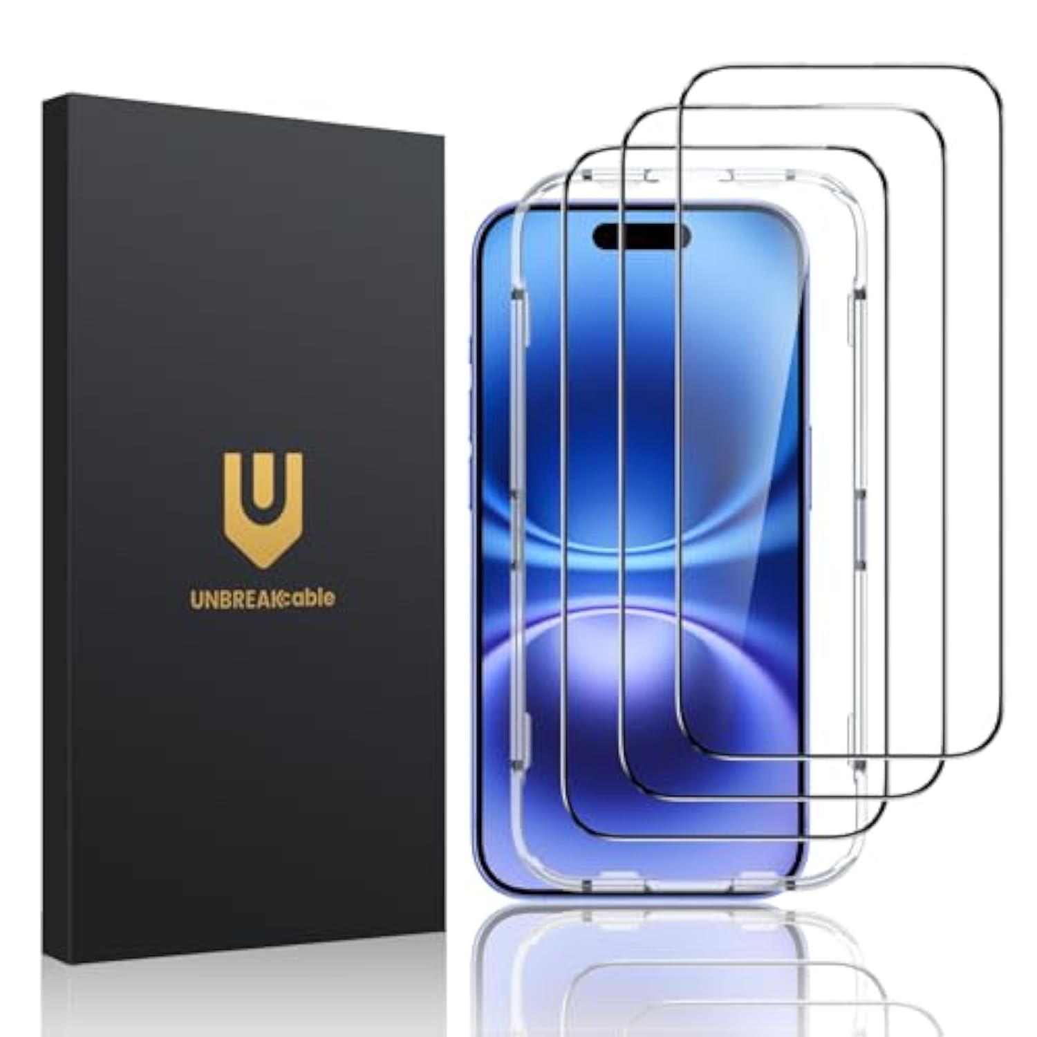 3-Pack Screen Protector For Iphone 16/15, Shatterproof Tempered Glass [Easy Installation Frame] [99.99% Hd Clear] [Case Friendly] [9H Hardness] [Full Coverage] For Apple 6.1 Inch