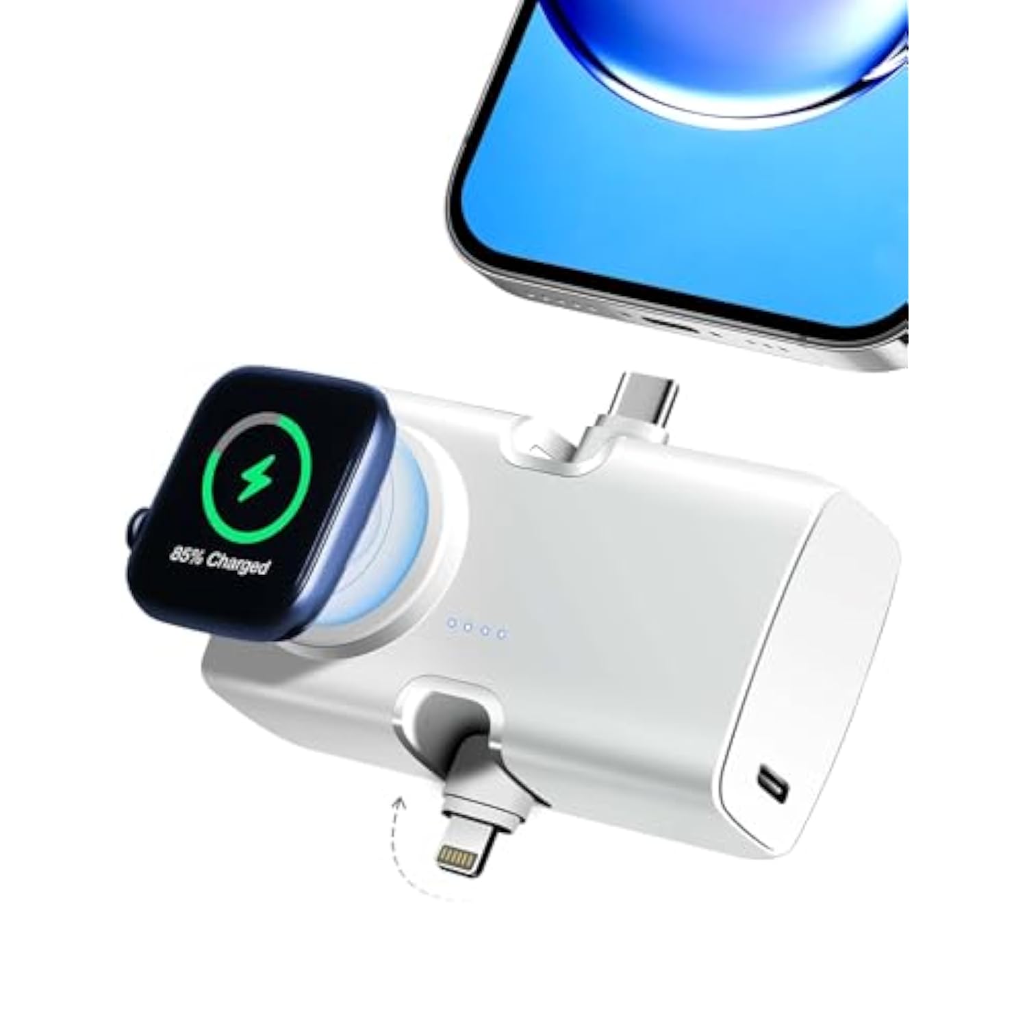 Portable Charger For Iphone Apple Watch, 20W Mini Fast Charging Power Bank Usb C Foldable, 5000Mah Travel Pd Small Battery Pack, Compatible With Iphone15/15 Plus/15 Pro/15 Pro Max/Samsung