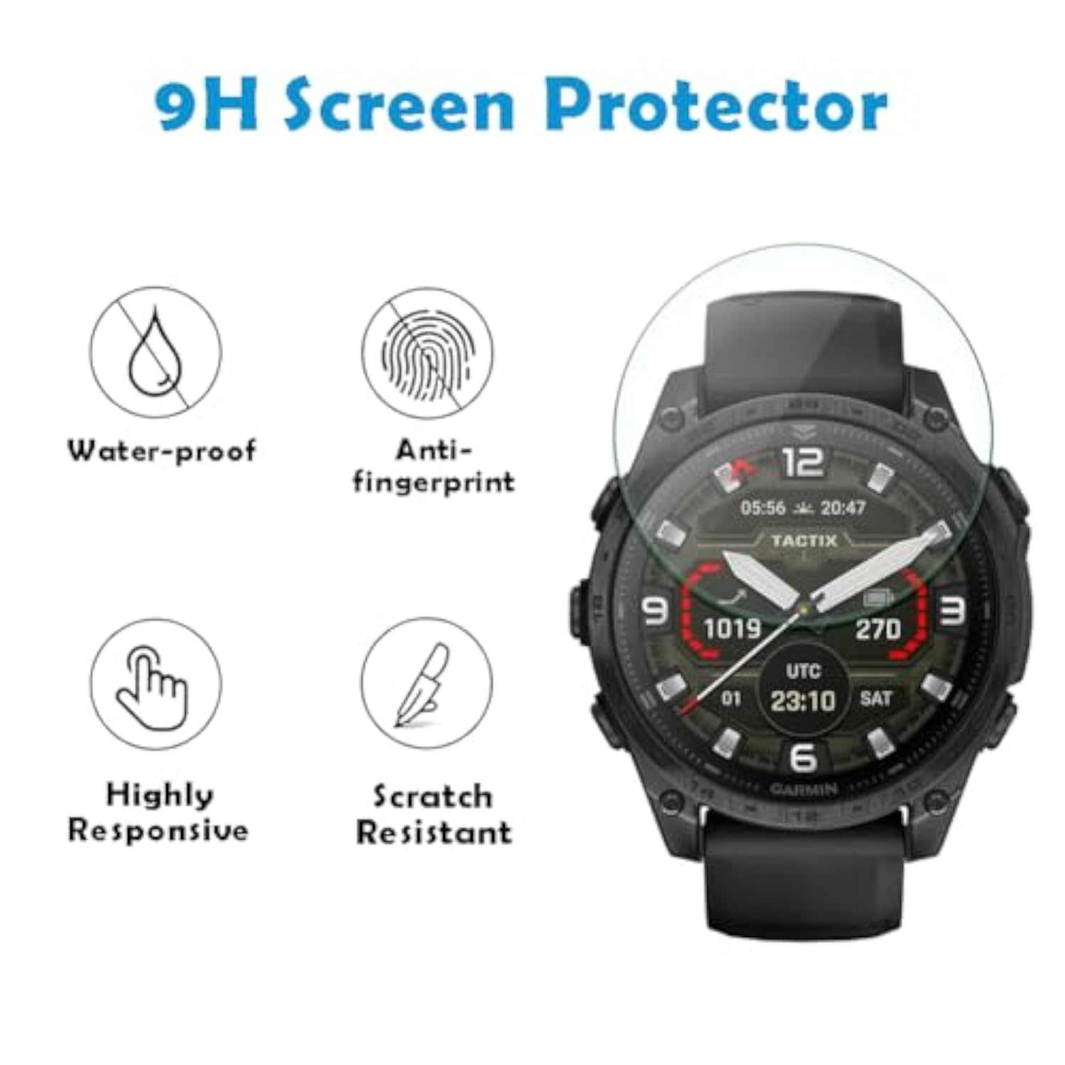 Watch Screen Protector Compatible For Garmin Tactix 8 Amoled 51Mm Smartwatch, 9H Tempered Glass Protective Film Full Coverage And Soft Tpu Protective Case (Tactix 8 Amoled 51Mm Black Red)