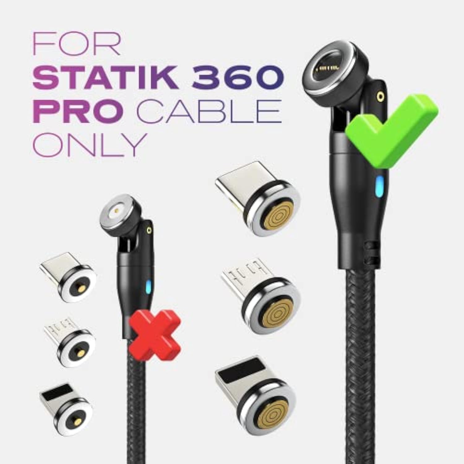 360 Pro Magnetic Connectors Tips For Fast Charging - Only Compatible With 360 Pro Magnet Phone Charger Cable - 3-Pack Includes Type Usb C Magnetic Adapter - Compatible With Usb C Devices