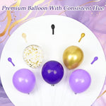 Purple And Gold Balloon Arch Garland Kit With Metallic Gold Confetti Dark Purple Balloons For Purple Graduation Birthday Party Decorations