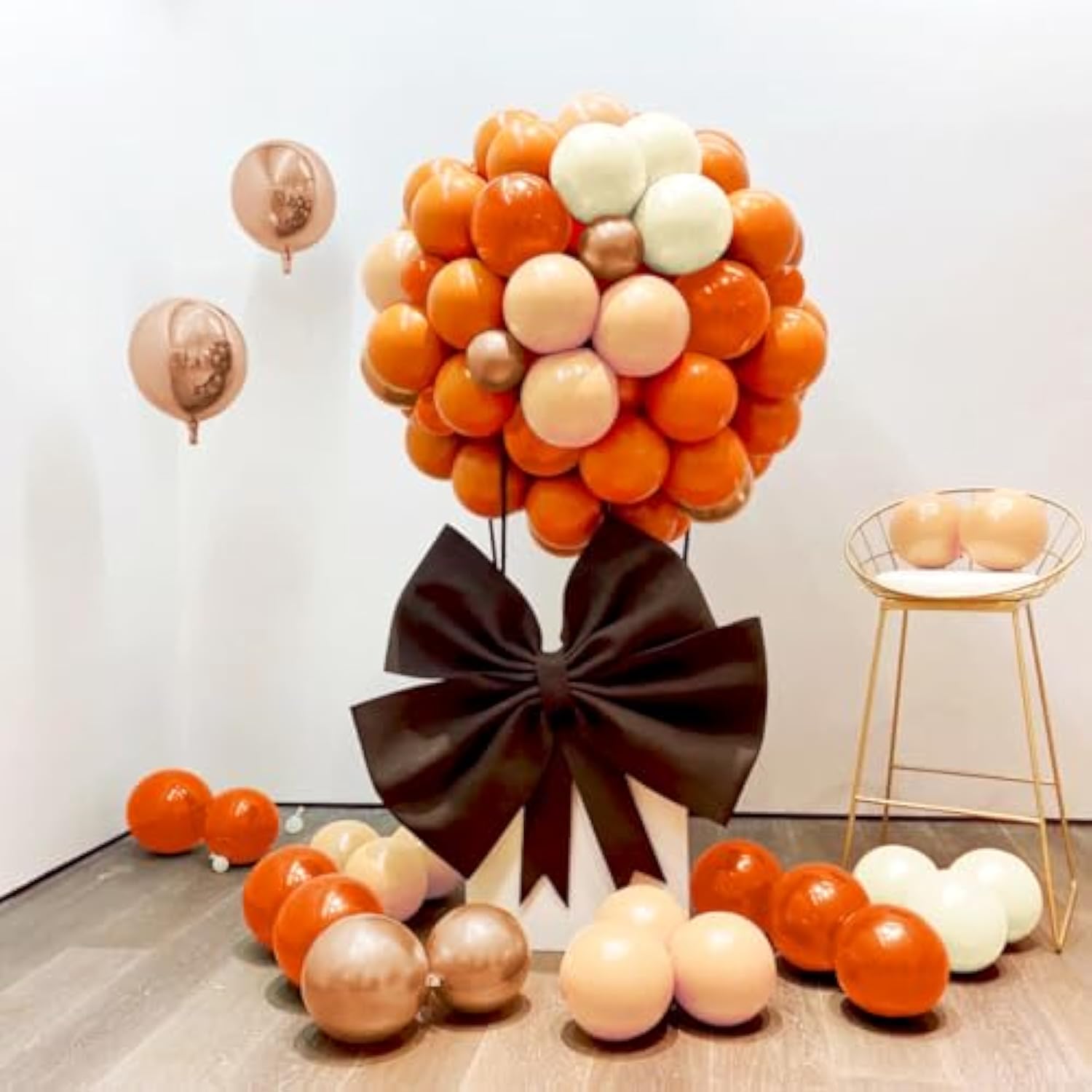 160PCS Fall Balloon Arch Kit with Orange White Copper Balloons for Thanksgiving Party