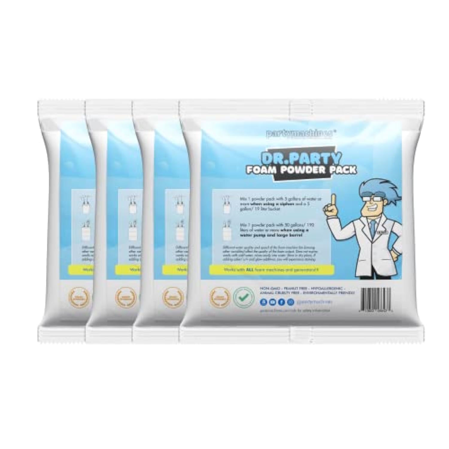 Foam Powder Pack Of 4, Makes Up To 480 Gallons Of Party Fun For Bubble Cannons, It'S A Hit With The Foamo And Other Small Party Foam Makers