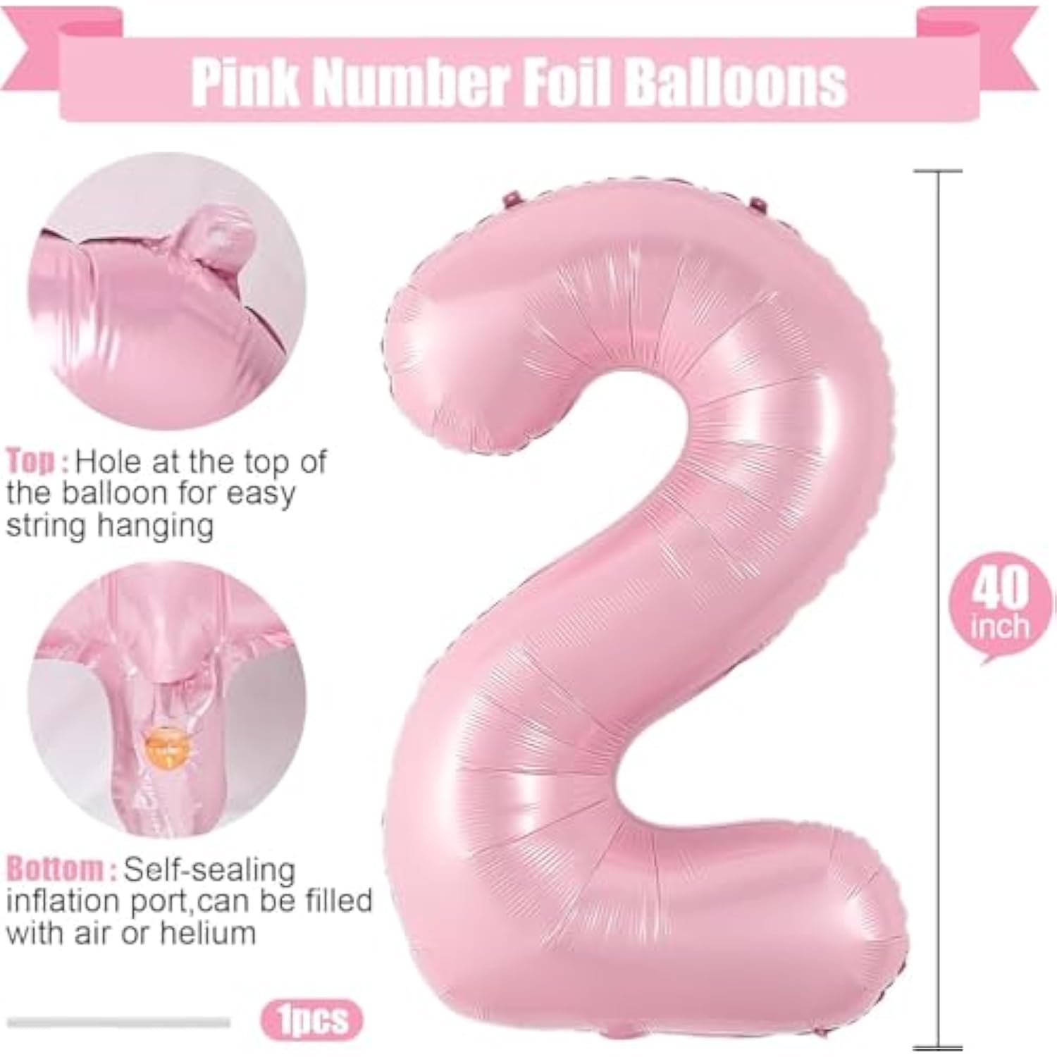 40in Pink 2026 Foil Balloons for New Year Christmas & Graduation Party