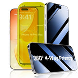 [3 Pack] Privacy Screen Protector compatible with iPhone 16 Pro Max, 4-Way 360° Anti-Spy Tempered Glass with Auto-Alignment Fast Install Tray,