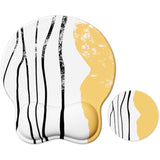 Mouse Pad With Wrist Rest Ergonomic Gaming Mouse Pad Non-Slip Computer Mouse Pad And Coaster 2 In 1 Set For Office, Abstract Yellow, Medium