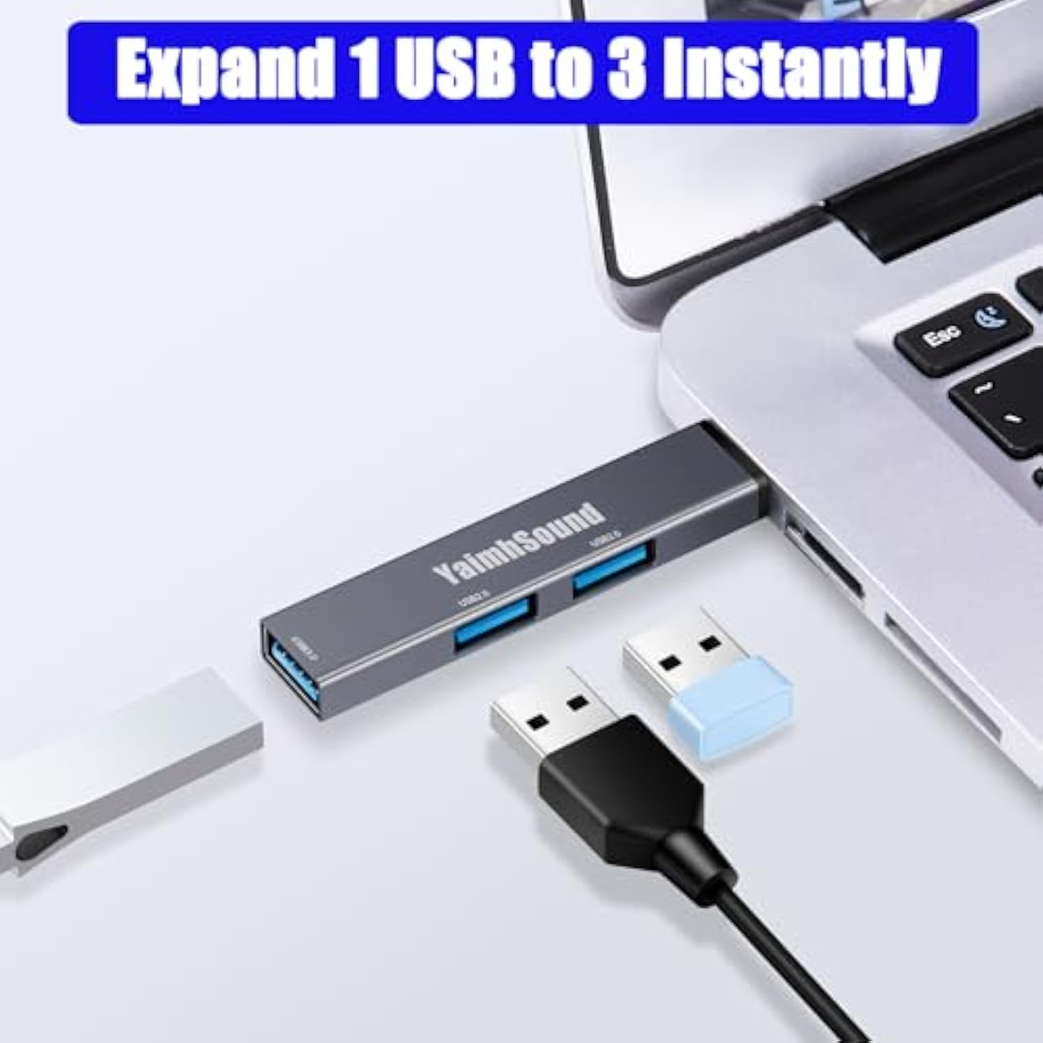 Usb Hub 3.0, Usb Extender Splitter,3-Port Usb Adapter To Usb Extension For Lap