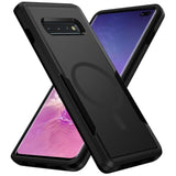 For Samsung Galaxy S10 Plus Case,[Compatible With Magsafe] [Military Grade Drop Tested] Shockproof Magnetic Tough Rugged Protective Phone Case -6.4 Inch (Black)