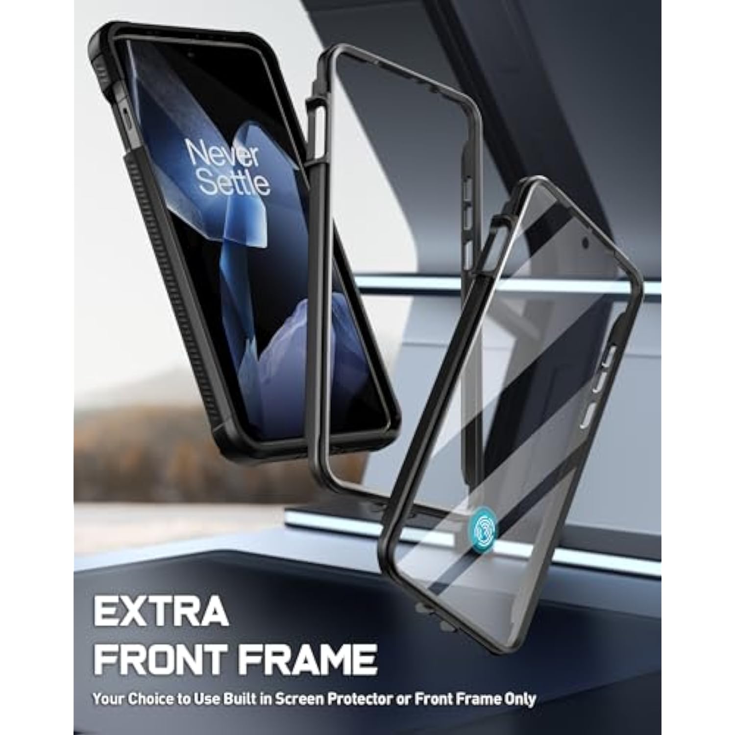 Guardian Case For Oneplus 13 5G, Built-In Screen Protector [Work With Fingerprint Id], [2 Front Frame] Full Body Shockproof Rugged Clear Cover Case, Black/Clear