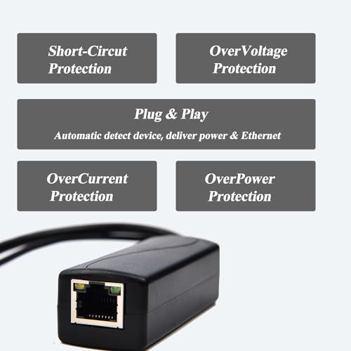 Poe Splitter Gigabit 36W 12V/3A, Dc 5.5 * 2.1Mm Plug Poe To Dc 12V/3A Output, Gigabit Ethernet Comply Ieee802.3Bt, Plug And Play (Ps5712Bg)