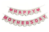 Happy Mother's Day Banner Decorations- Upgraded 3-Layer Felt Mothers Day Decor Sign Banner for Mother's Day Party, Outdoor Celebration, Home Class Office Wall Porch Staircase Decor Pink, No Assembly Required