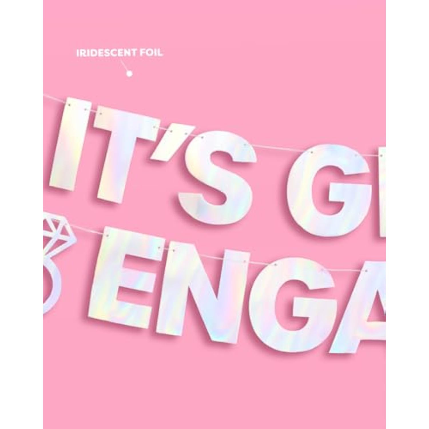 It'S Giving Engaged Banner - Iridescent Foil | 5 Ft. | Bachelorette Decorations, Engagement Party Sign, Proposal Background, Bach Supplies