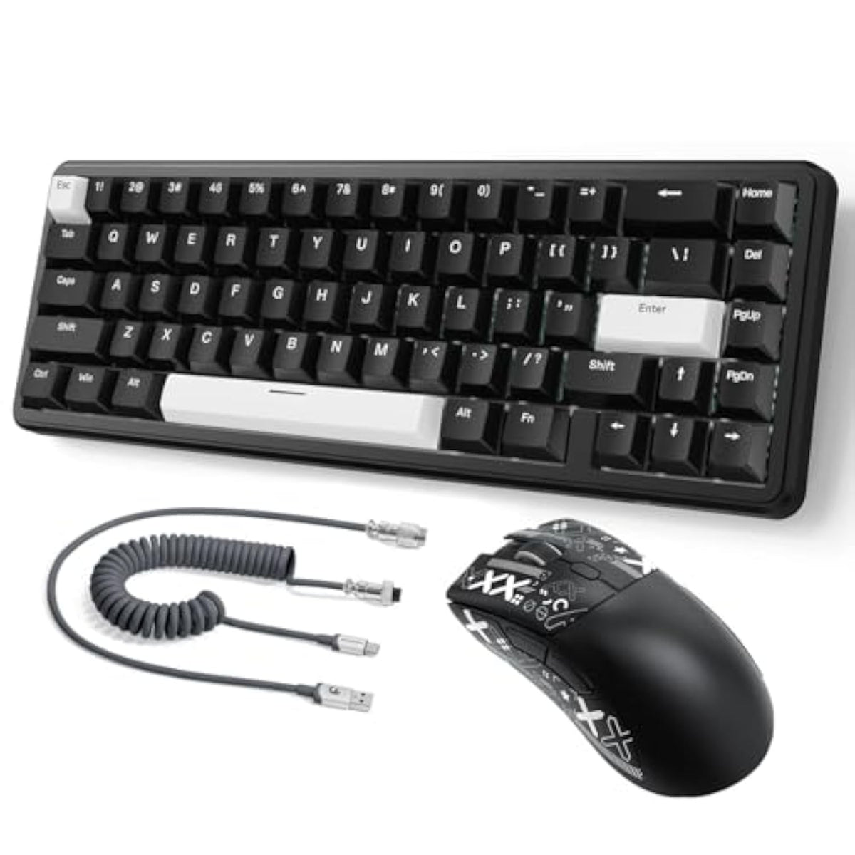 Attack Shark X65 He Wired Magnetic Switch Keyboard And R1 Mouse Combo, Rapid Trigger Gaming Keyboard, 8Khz Polling Rate,Adjustable Actuation,Superlight Bt/2.4G/Wired Mouse,18K Dpi For Win/Mac,Grey