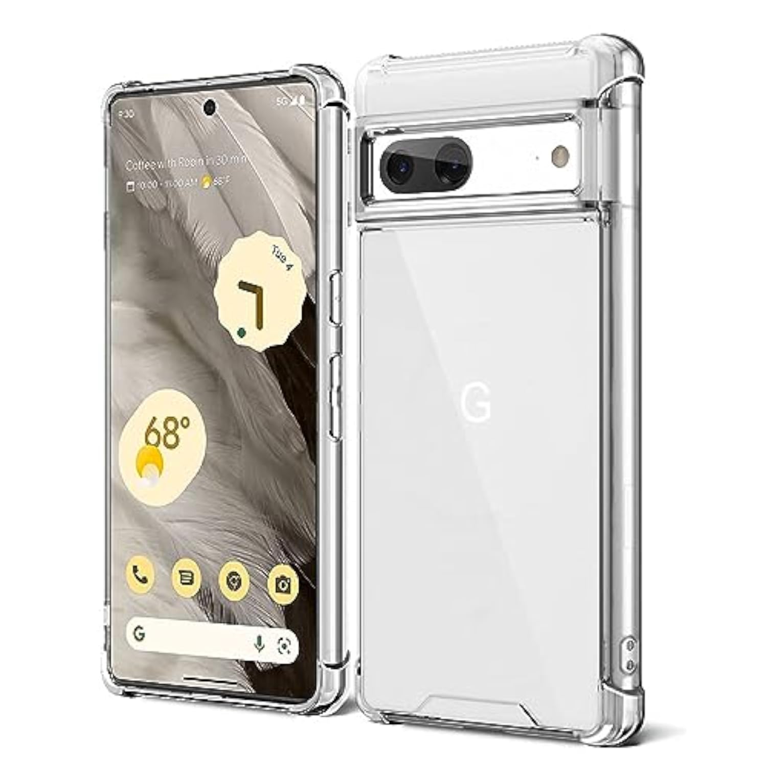 Google Pixel 7 Shockproof Bumper Protective Cover with Hybrid Design, Hard PC Back and Flexible TPU Raised Bezel Slim Fit with Airbags Corners, Crystal Clear Case