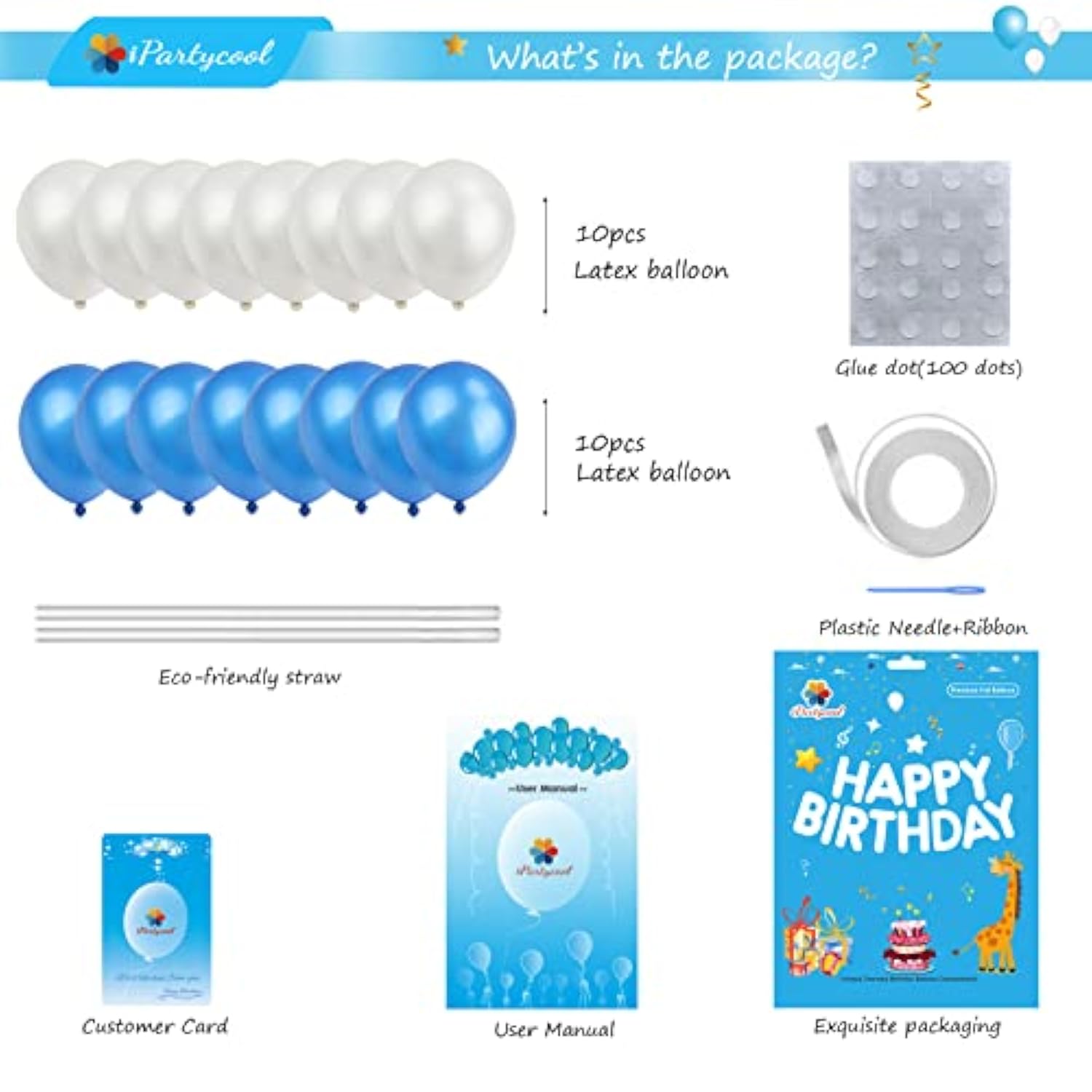 50Pcs Happy Birthday Balloon Decorations, 3D Premium Reusable Aluminum Foil Birthday Banner And Ecofriendly Big Star And Latex Balloons Set For Birthday Party Decorations And Supplies