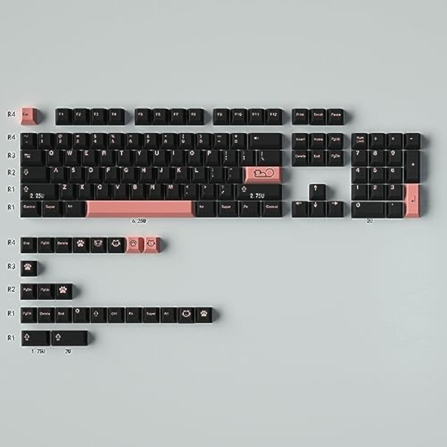 Pbt Keycaps Dye Sub 136 Keys Cherry Profile Pink Cat Keycaps Set Fit For 60% 6