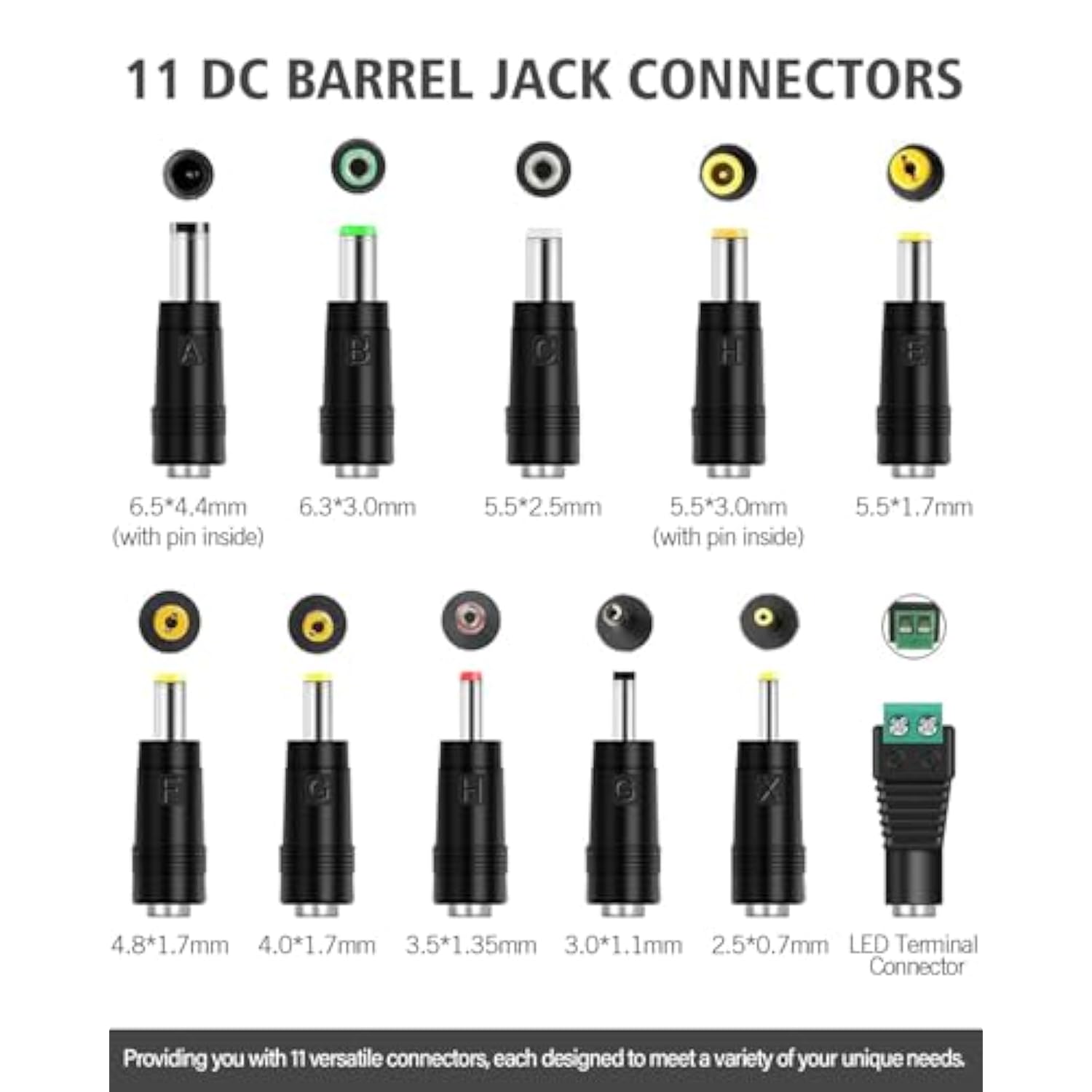 Usb To Dc 5V Power Cable, Dc 5.5X2.1Mm Plugs Charging Cord With 11 Interchange