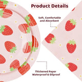 Strawberry Party Tableware Set - 200Pcs Birthday Supplies Disposable Paper Plates Dinnerware Set For 50 Guests Baby Shower Fruit 1St