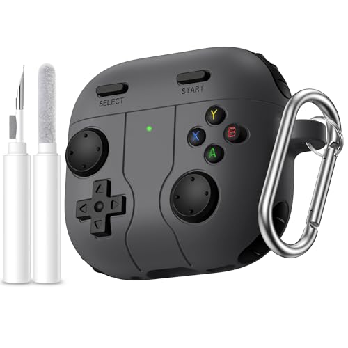 Game Case for AirPods 4 2024 Cover with Cleaner Kit, Keychain, Compatible with  Airpods 4 Case Covers, Cute Funny Shock-Proof Protective