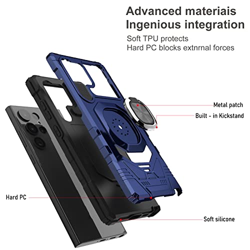 Phone Case For Samsung Galaxy S25 Ultra 5G, S25 Ultra Screen Protector, Ring Kickstand For Magnetic Car Mount, Heavy Duty Shockproof Protective Rugged Cell Phone Cover-Rose Gold