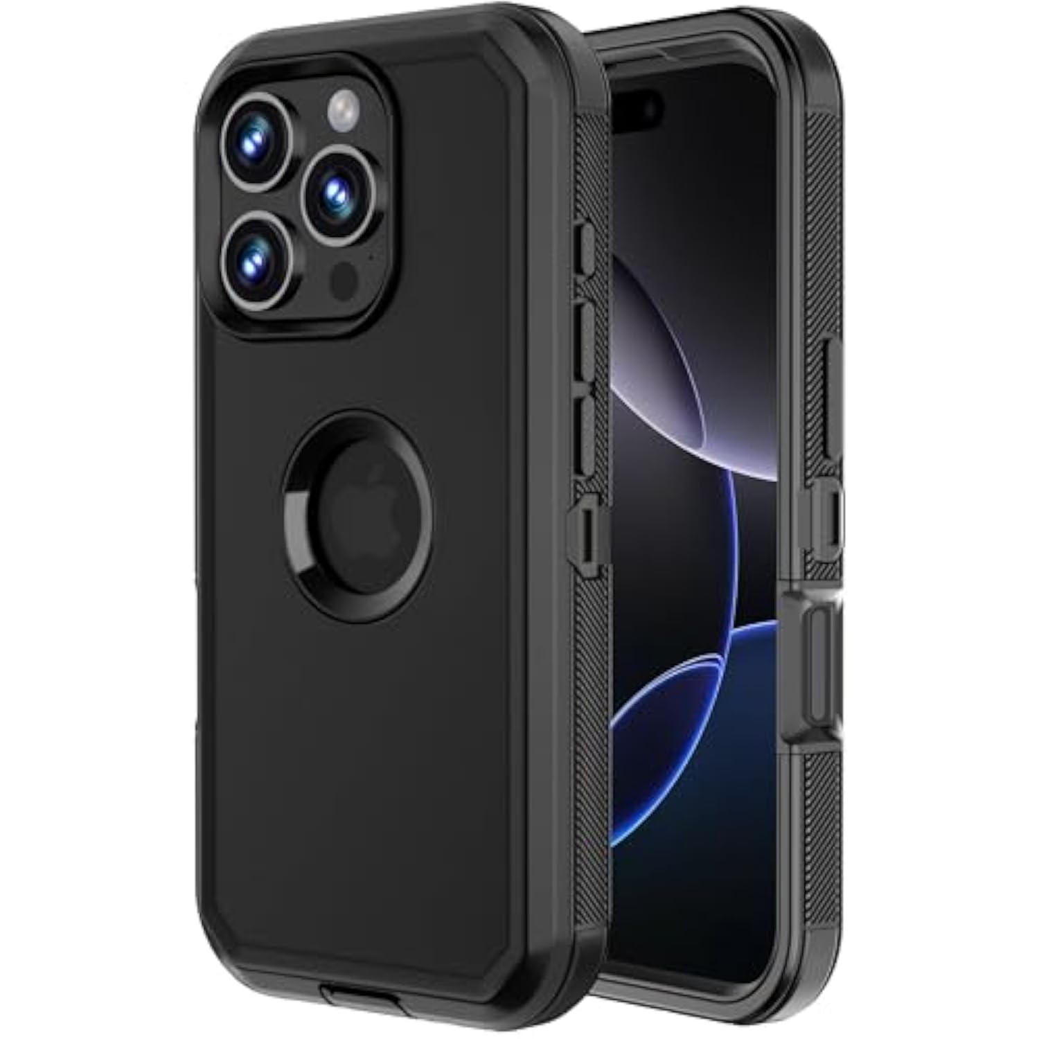 For Iphone 16 Pro Max Case Rugged Shockproof Heavy Duty Protection Screenless Dustproof Dual Layer Strong Tough Non Slip Protective Phone Case For Iphone 16 Pro Max 6.9’’ Men Women Black