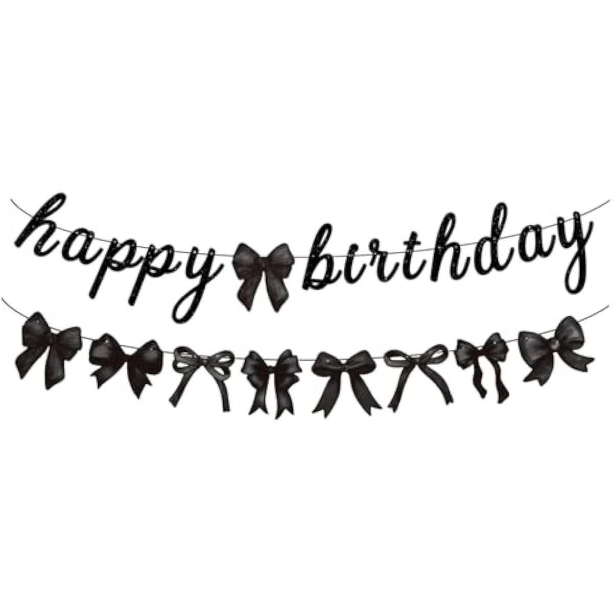 Black Bow Happy Birthday Banner for Coquette Parties & Baby Showers