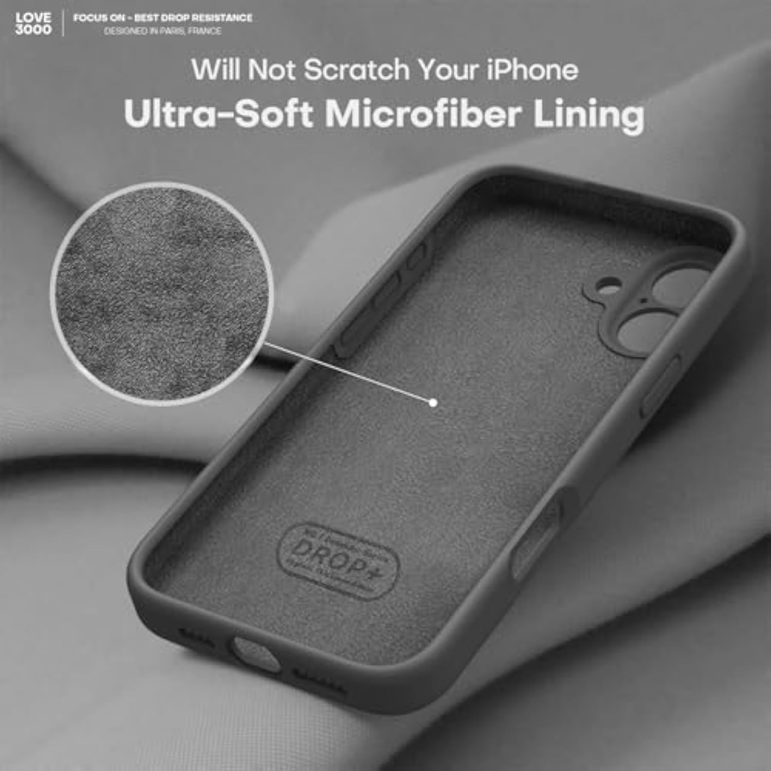 iPhone 16 6.1 Inch Premium Silicone Shockproof Case with Soft Lining Black