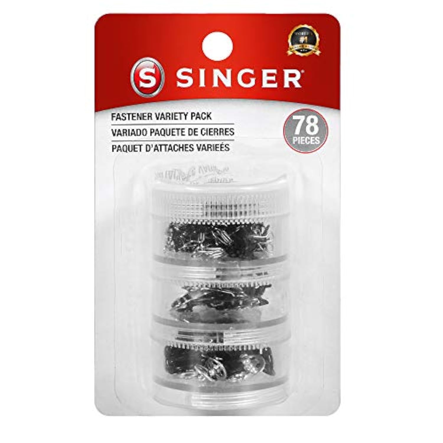 Singer 07400 Fastener Variety-Pack In Stackable Screw Top Container -