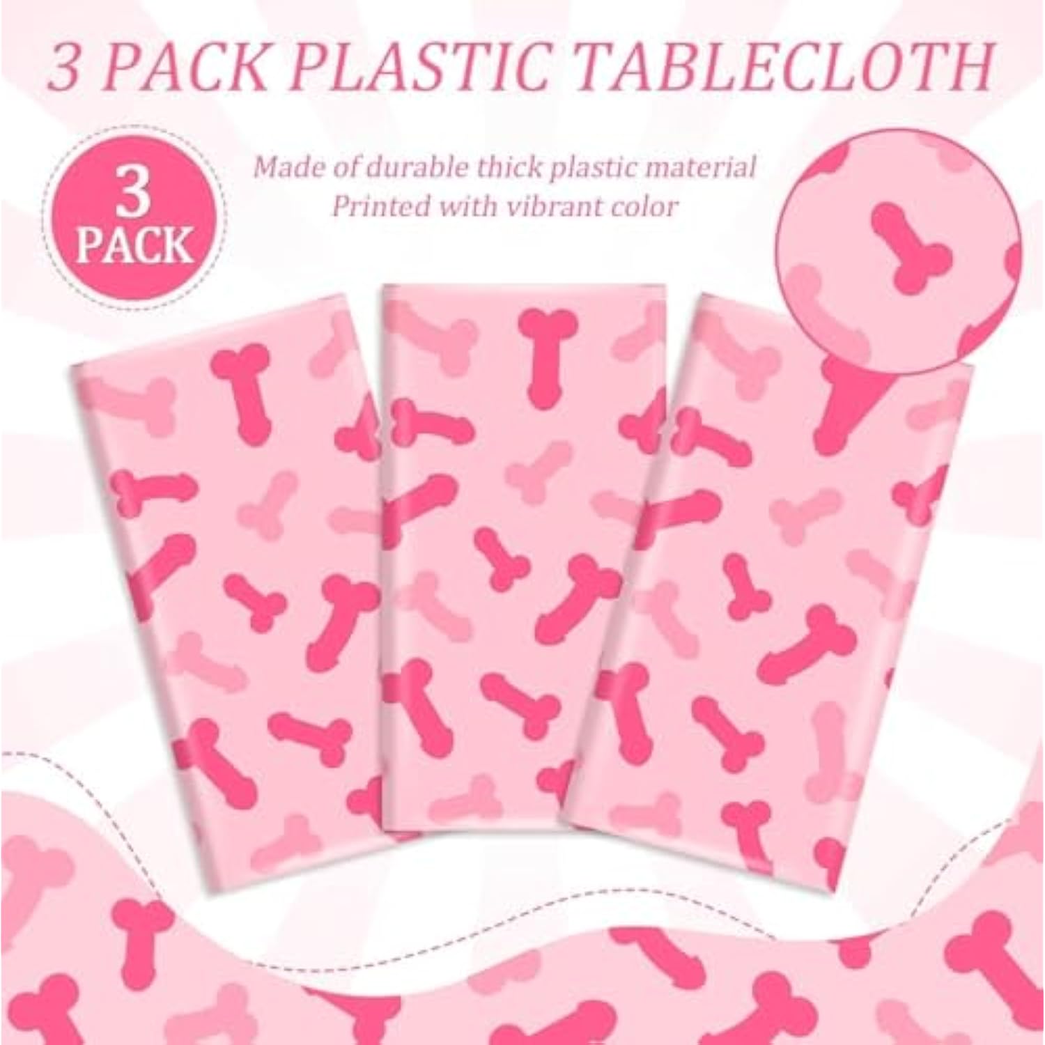 3Pcs Pink Bachelorette Plastic Tablecloth, Naughty Bridal Shower Party Disposable Table Cover Pink Bride To Be Table Cloth Bride To Be Engagement Party Decorations 108 X 54 Inch
