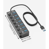 Usb 3.0 Hub, 7-Port Usb Data Hub Splitter With 3Ft Long Cable Usb Extension Fo