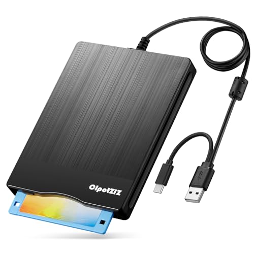 Floppy Disk Reader Usb C External 3.5 Inch 1.44 Mb Floppy Disc Drive Dual Usb A/C Floppy Disk Drive/Player/Converter Compatible With Windows 11/10/8/7/Xp, Not Compatible With Mac (Brushed Texture)