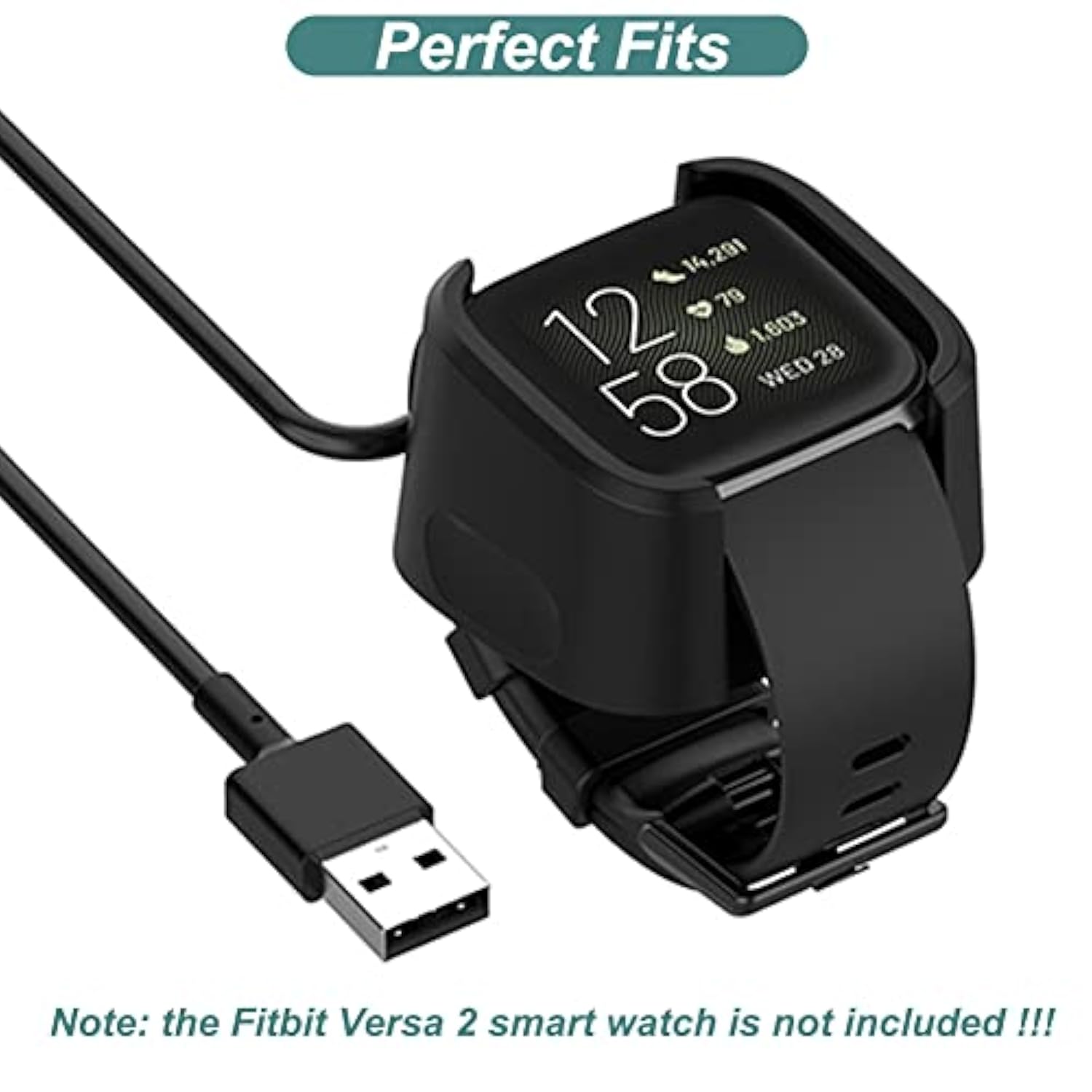 Charger For Fitbit Versa 2, Replacement Charging Cable Dock With 3.3Ft Usb Cord For Fitbit Versa 2 Smart Watch [2 Pack]