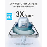 Anker USB C Charger Block, 20W PIQ 3.0 Compact Fast Charging for iPhone 16/15 and More Series, Galaxy, Pixel 4/3, iPad (Cable Not Included)